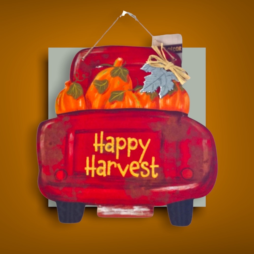 NEW "HAPPY HARVEST" TRUCK AUTUMN WALL DECOR